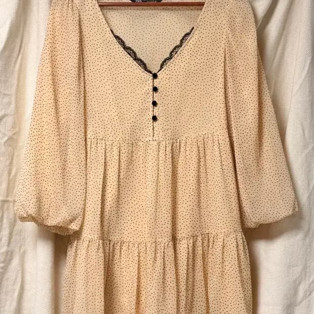 자라 도트 쉬폰 드레스 S