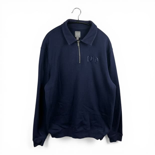 (M) GAP 반집업 카라 맨투맨 네이비