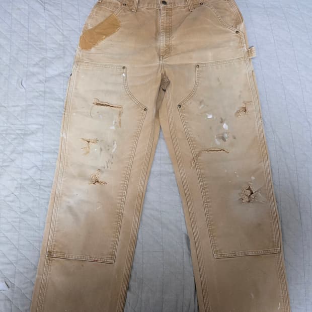 [33X36] 빈티지 칼하트 더블니 B136 BRN 워크팬츠 트래쉬드