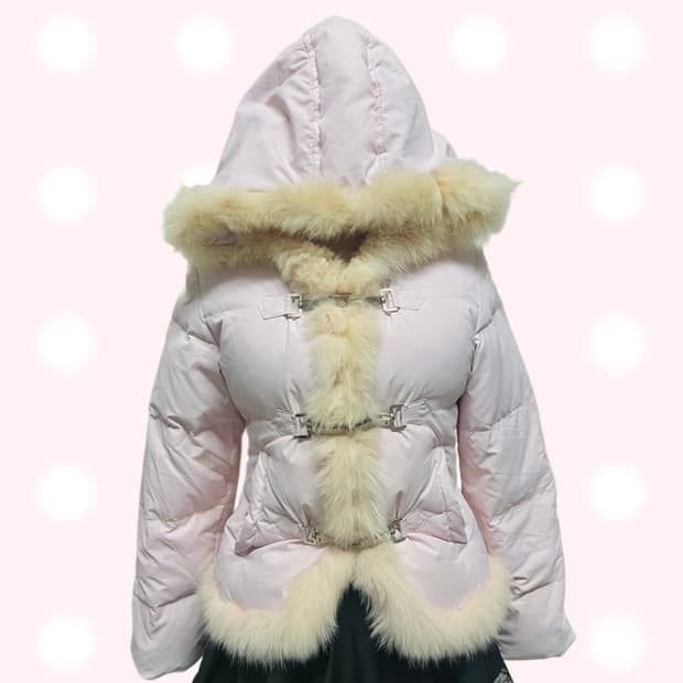 세실맥비 핑크 퍼 패딩 갸루 일브 라떼갸루 빈티지