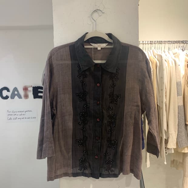 3/4 sleeve Brown Beads shirts