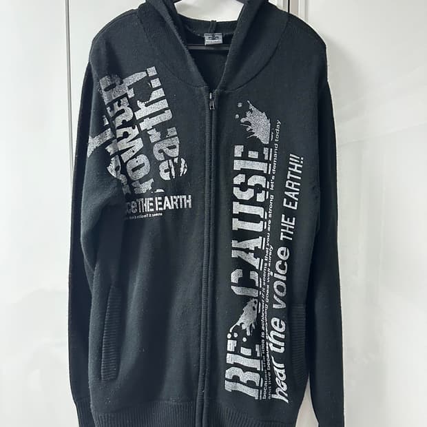 너드펑크 그래픽 니트 후드집업