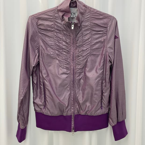 00‘s adidas check shirring jacket