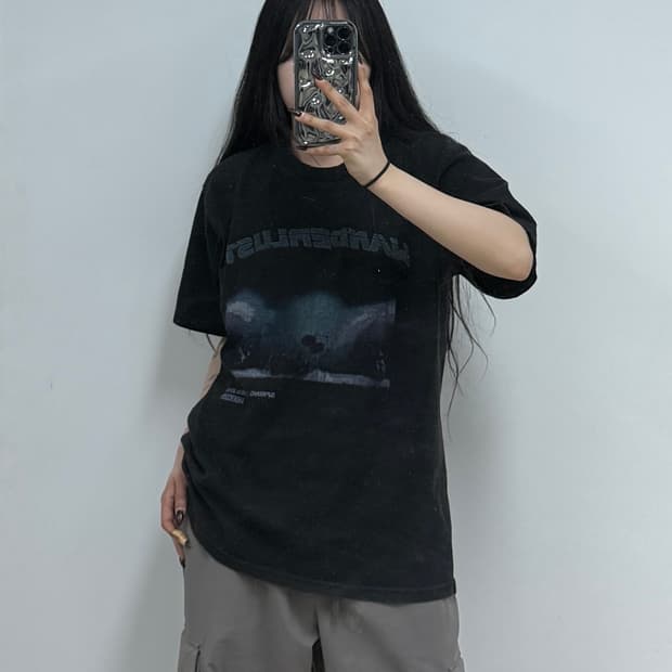 앤더슨벨 빈티지 락밴드 반팔 티셔츠 블랙 E22