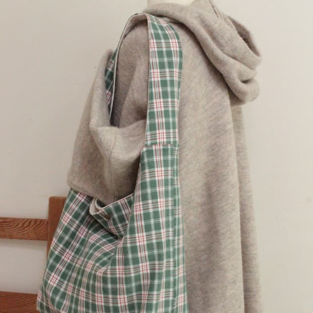 핸드메이드 원핸들백 그린 체크 가방