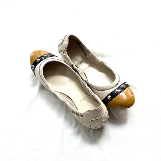 TOD'S glossy color block flat shoes 