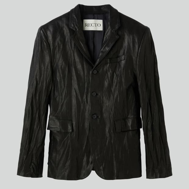 렉토 25FW 크링클 레더 싱글 블레이저 자켓 블랙