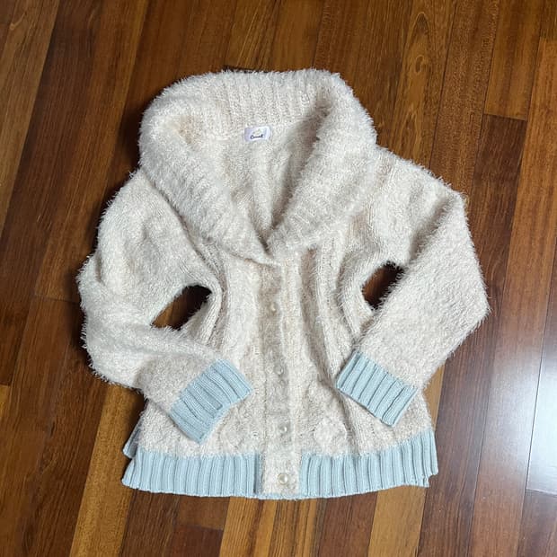 일브 뽀용 핑크 앙고라 니트 가디건 달천깔 리즈리사 히메갸루 빈티지핀터