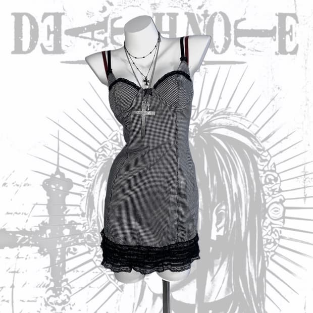 [BRAY] 미사깔 체크 레이스 슬리브리스 원피스