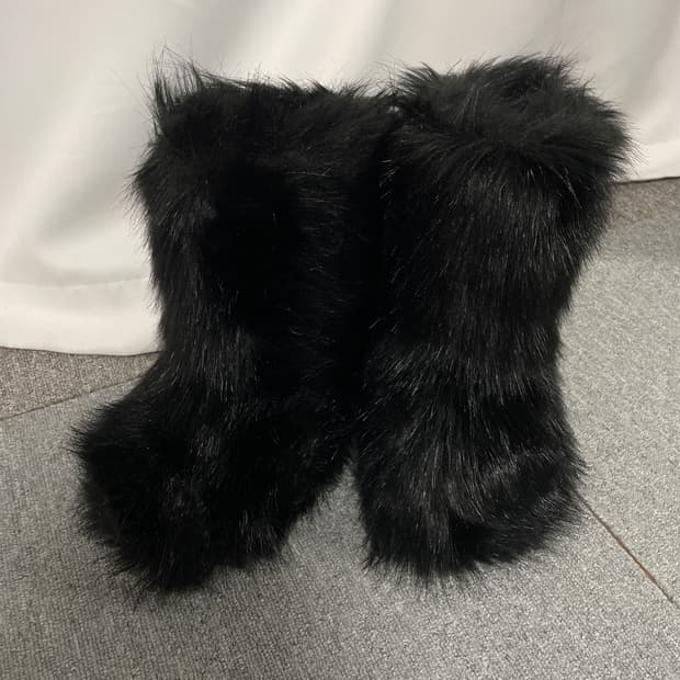 블랙 퍼 부츠 36 사이즈