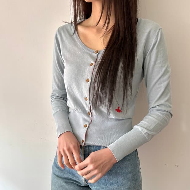 비비안웨스트우드 레드라벨 orb 로고 가디건