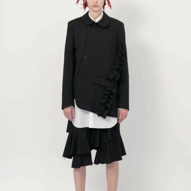 블랙 꼼데가르송 비대칭 프릴 자켓