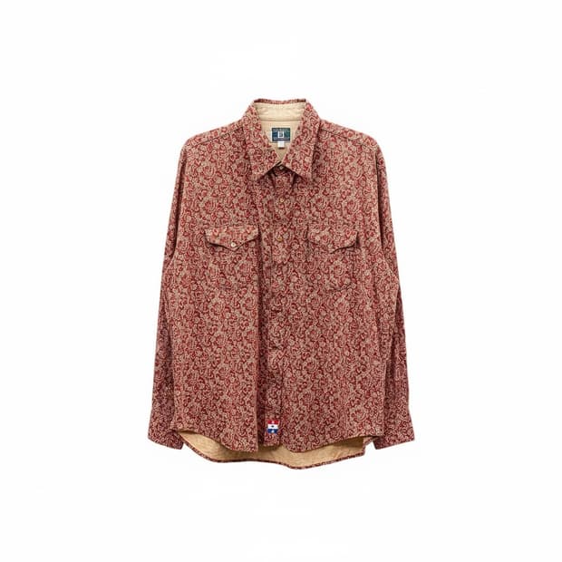 USA VINTAGE 웨스턴 셔츠 올오버 페이즐리 패턴 디테일 레드