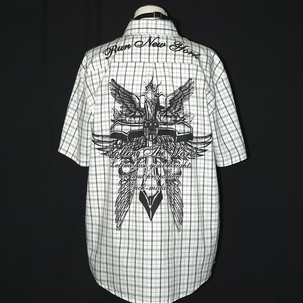 y2k cross check shirt 