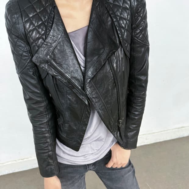 Asymmetrical Black leather jacket