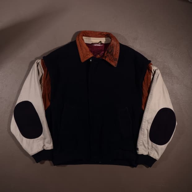 90s 챔피온 울 레더 바시티 자켓 C510