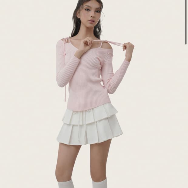 클리시어 에끌레어 리본 니트 Éclair ribbon knit, Pink