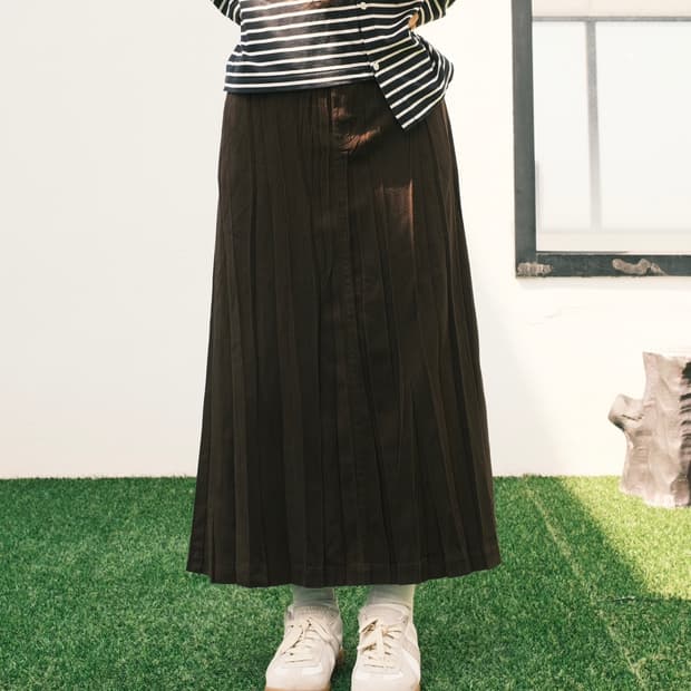 이세이미야케 주름가공 폴리 스웨이드 스커트