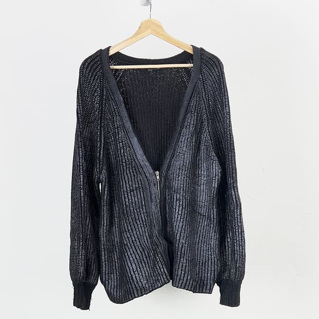 알렉산더 왕 블루 블랙 코티드 히든 포켓 시머 니트 가디건