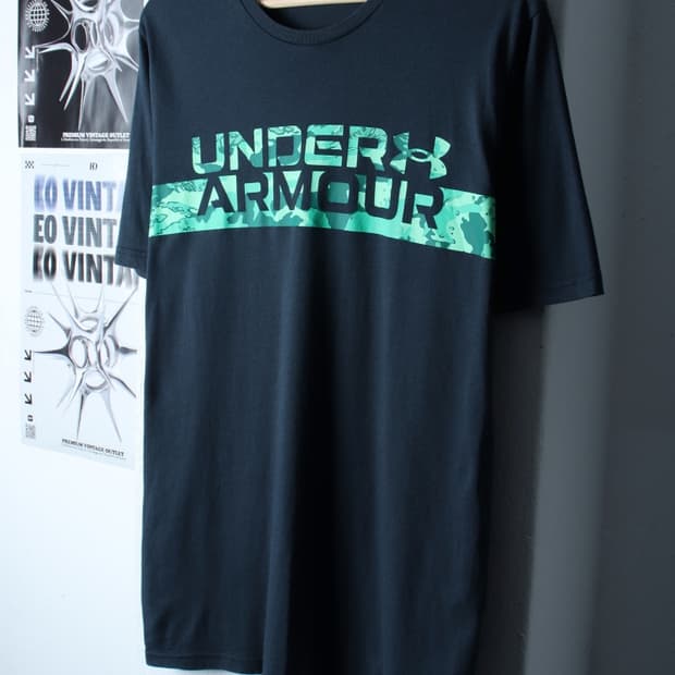 (L-XL) 언더아머 반팔 티셔츠 빅로고 차콜 올드스쿨-H30790
