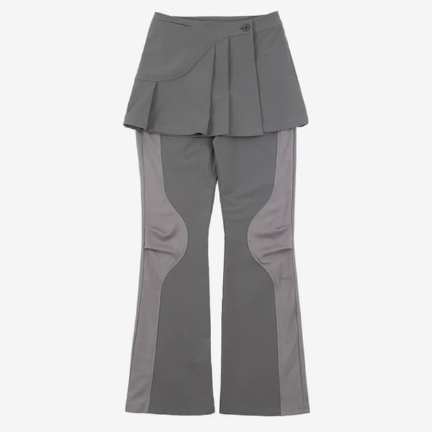 오호스 2-way Pleats Skirt Pants / Grey
