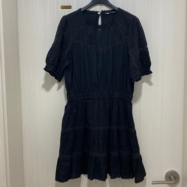 자라(zara) 레이스 블랙 원피스 S
