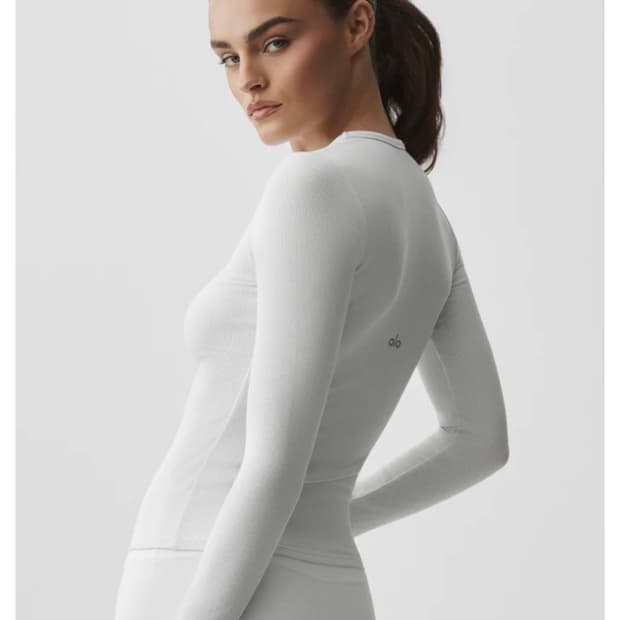 [xxs 새상품] Alo Yoga 알로 요가 립드 모달 롱슬리브 화이트