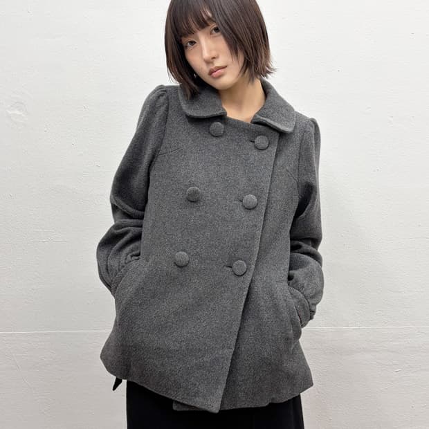 츠모리 치사토 퍼프 디테일 더블 자켓