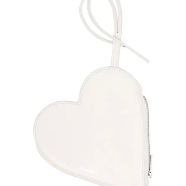 질샌더 하트 레더 파우치 화이트