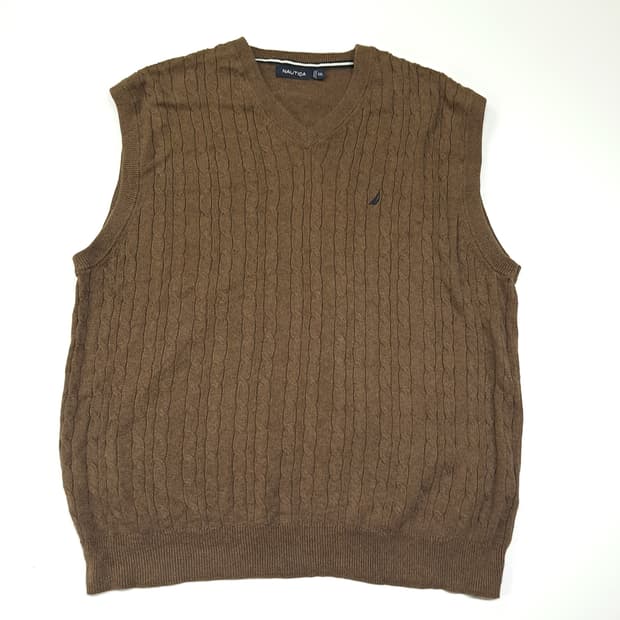 CL135 2XL 노티카 00s 카푸치노브라운 케이블 니트 베스트