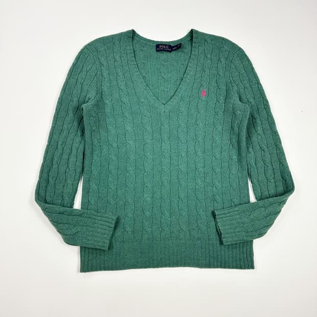 폴로 랄프로렌 여성 캐시미어 케이블 브이넥 니트 여성S