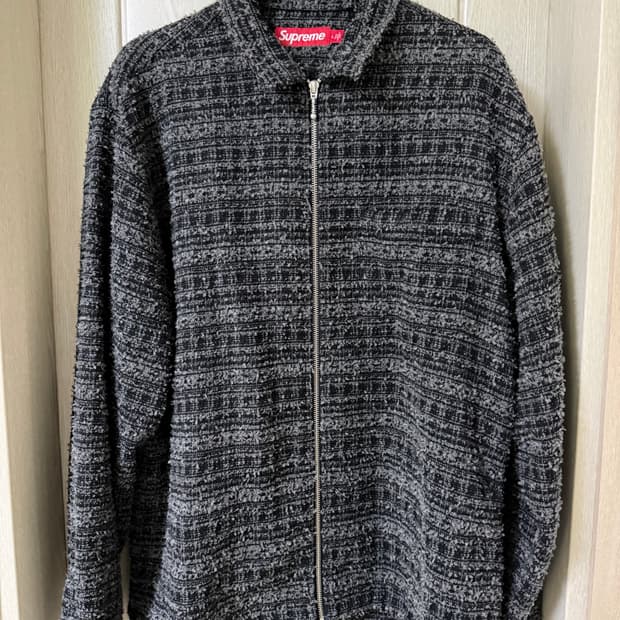 [L] 슈프림 부클 집업 셔츠 블랙