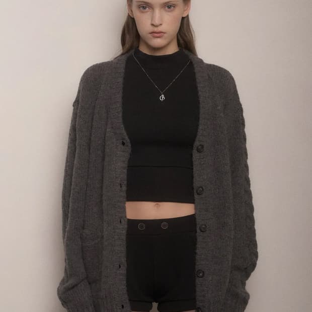 벨리아르 가디건 SUGAR CABLE DARDIGAN-DARK GRAY