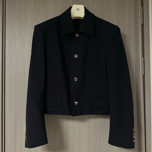 (S, 100) 렉토 24FW 울 블렌드 숏자켓 다크네이비 차은우 자켓