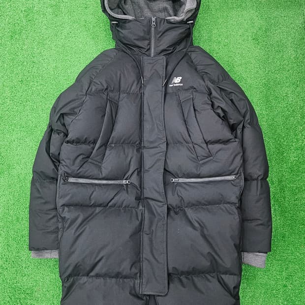 뉴발란스 블랙 롱패딩 덕다운 후드 패딩 90M