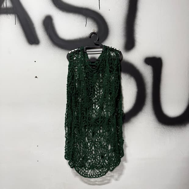 VTG 빈티지 그런지 y2k 딥그린 크러쉐 롱 니트 탑