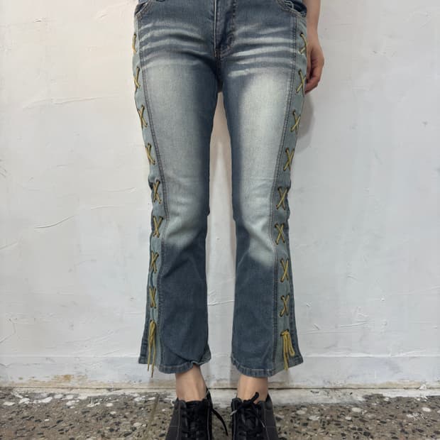 eyelet denim pants