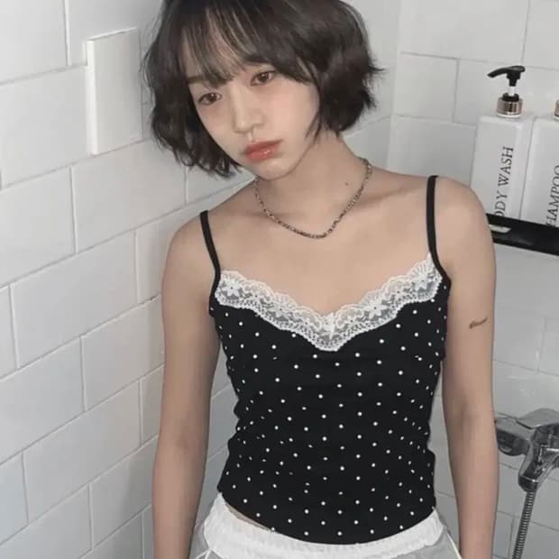 김아홉 레이스 핀도트 캡 나시