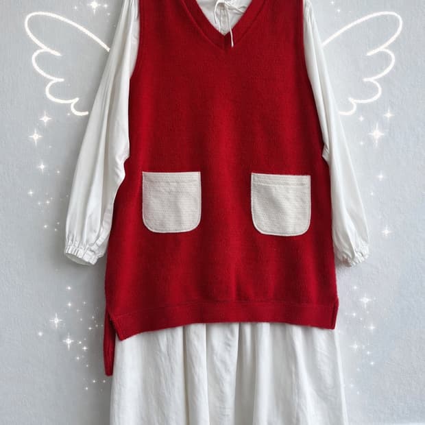 JINNY YOON 레드 니트 베스트 