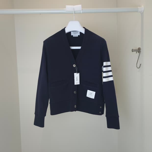 [중고/정품] 톰브라운 사선 코튼 가디건 42 네이비