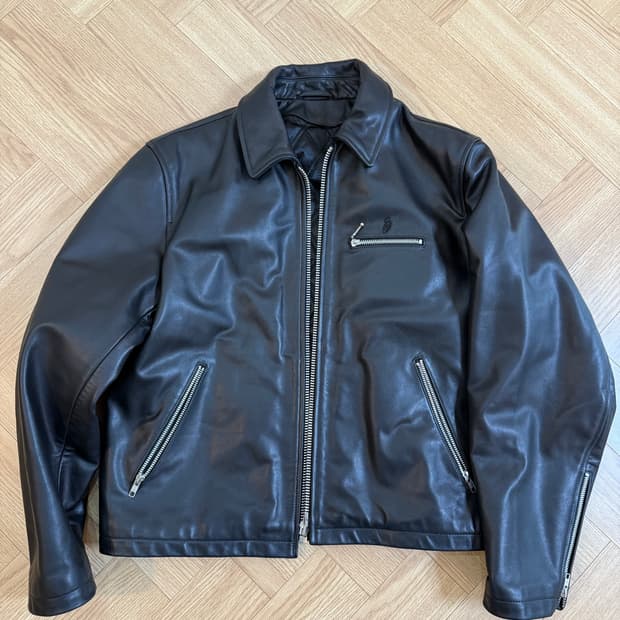 스투시 레더 빙 자켓 블랙 M사이즈