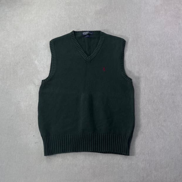 100 폴로랄프로렌 스몰포니 코튼 조끼 그린 니트