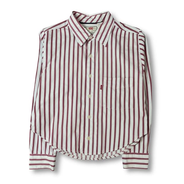 리바이스 핑크 화이트 스트라이프 원포켓 긴팔 셔츠 XL