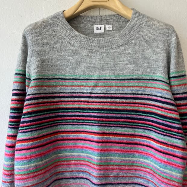 갭 GAP 여성 그레이 니트티셔츠 라운드니트 