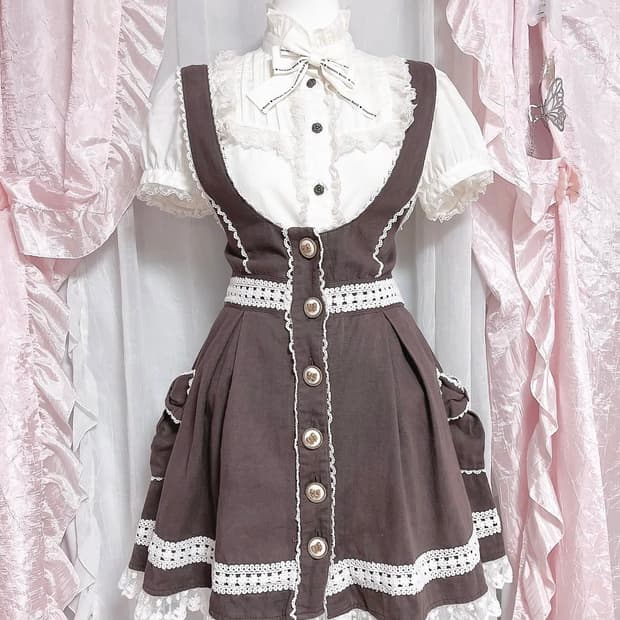 리즈리사 초코리본 서스펜더 원피스+로걀 블라우스 갸루 오네 히메 달천 