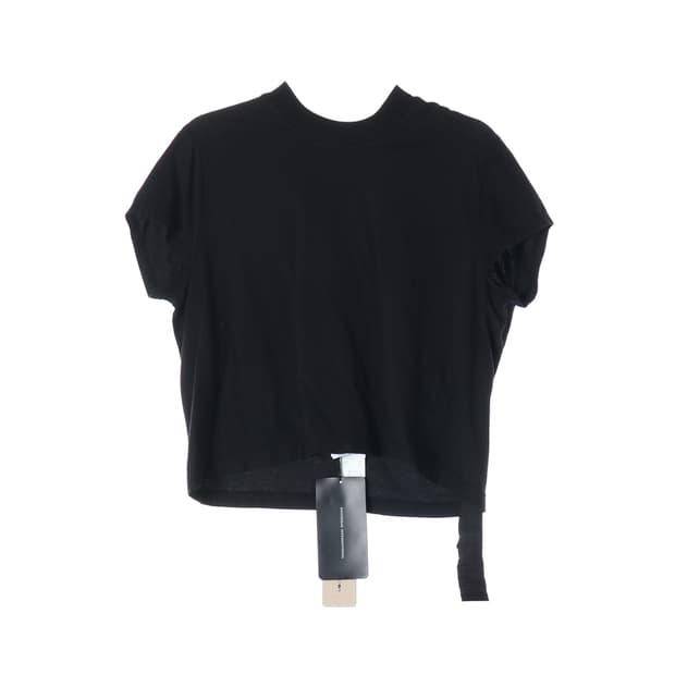 (새상품)[XS]릭 오웬스 블랙 롱 스트랩 반팔 크롭 티셔츠
