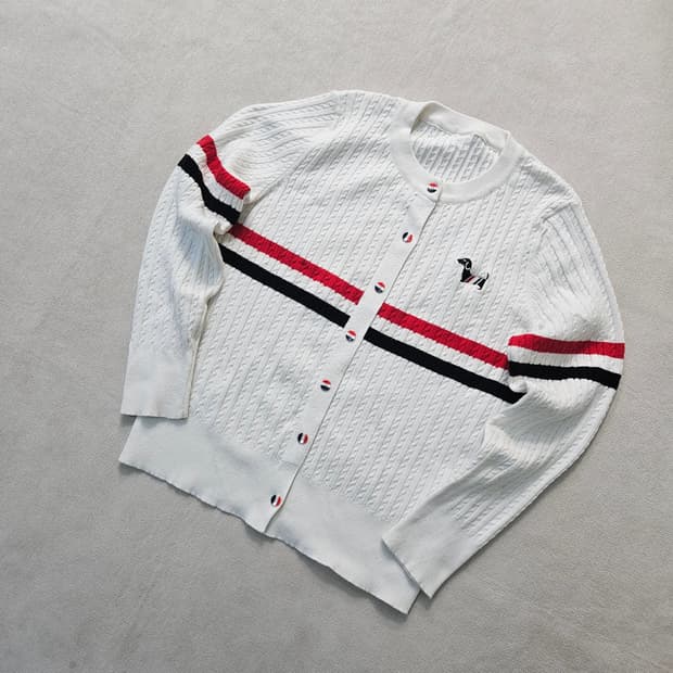 실측확인 빈티지 여성 로고 니트 가디건 0327Y