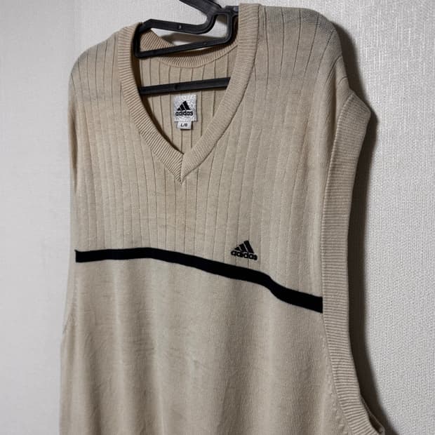 아디다스 빈티지 아이보리 니트 베스트