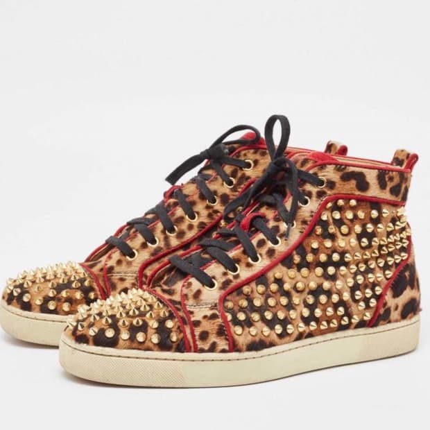 CHRISTIAN LOUBOUTIN 루부탱 레오파드 스터드 하이탑