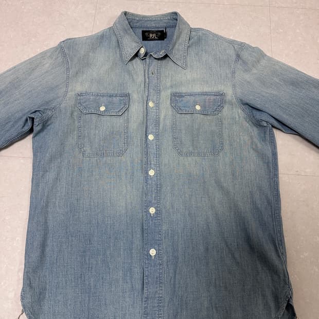 RRL 더블알엘 인디고 샴브레이 워크셔츠(M)